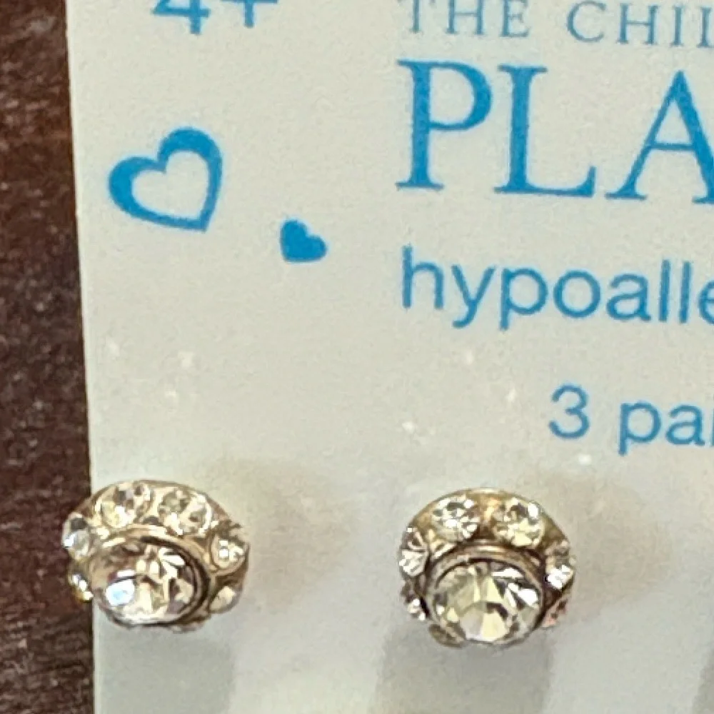 The Children’s Place 3 pairs of crystal studs pierced earrings